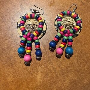 Colorful Beaded Hoop Earrings